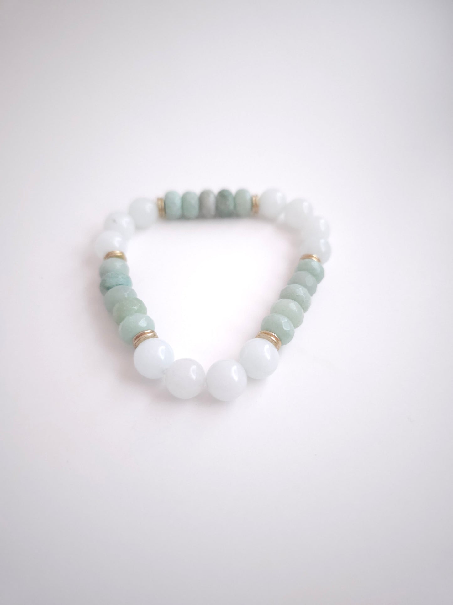 Sea Green Amazonite and White Jade Gemstone