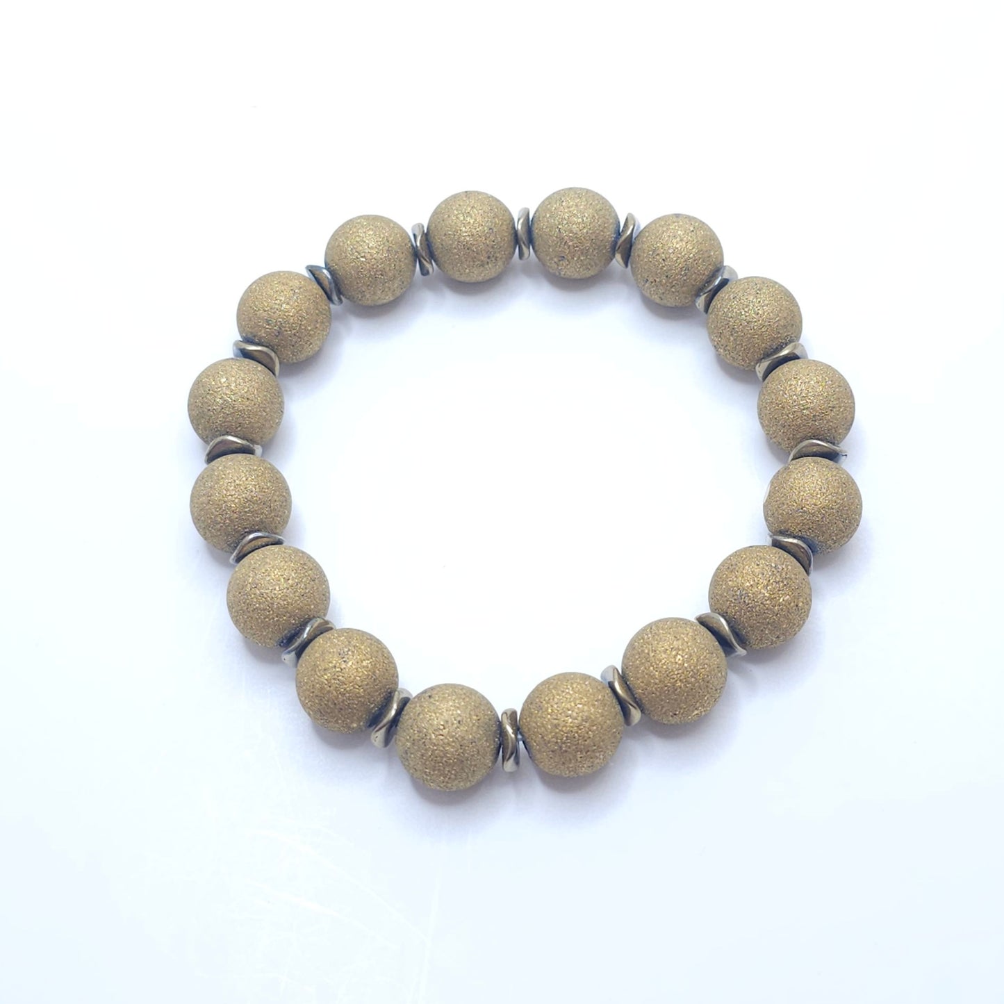 Gold Sparkle Matte Bracelet with Elegant Gold Spacers