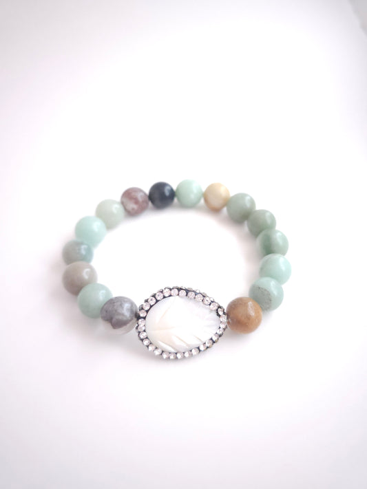 Amazonite Bracelet with Shell Pendant