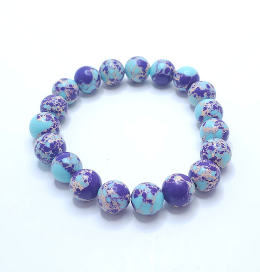 Purple Blue Imperial Jasper Bead Bracelet