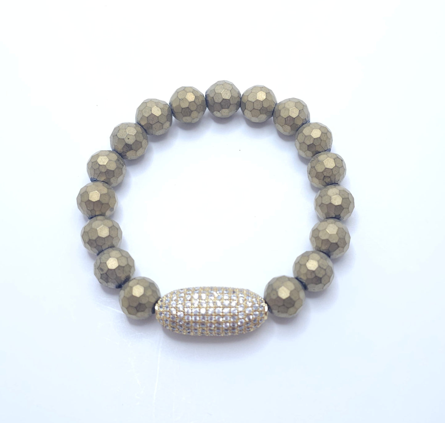 Gold Matte Elegance Bracelet with Oval Rhinestone