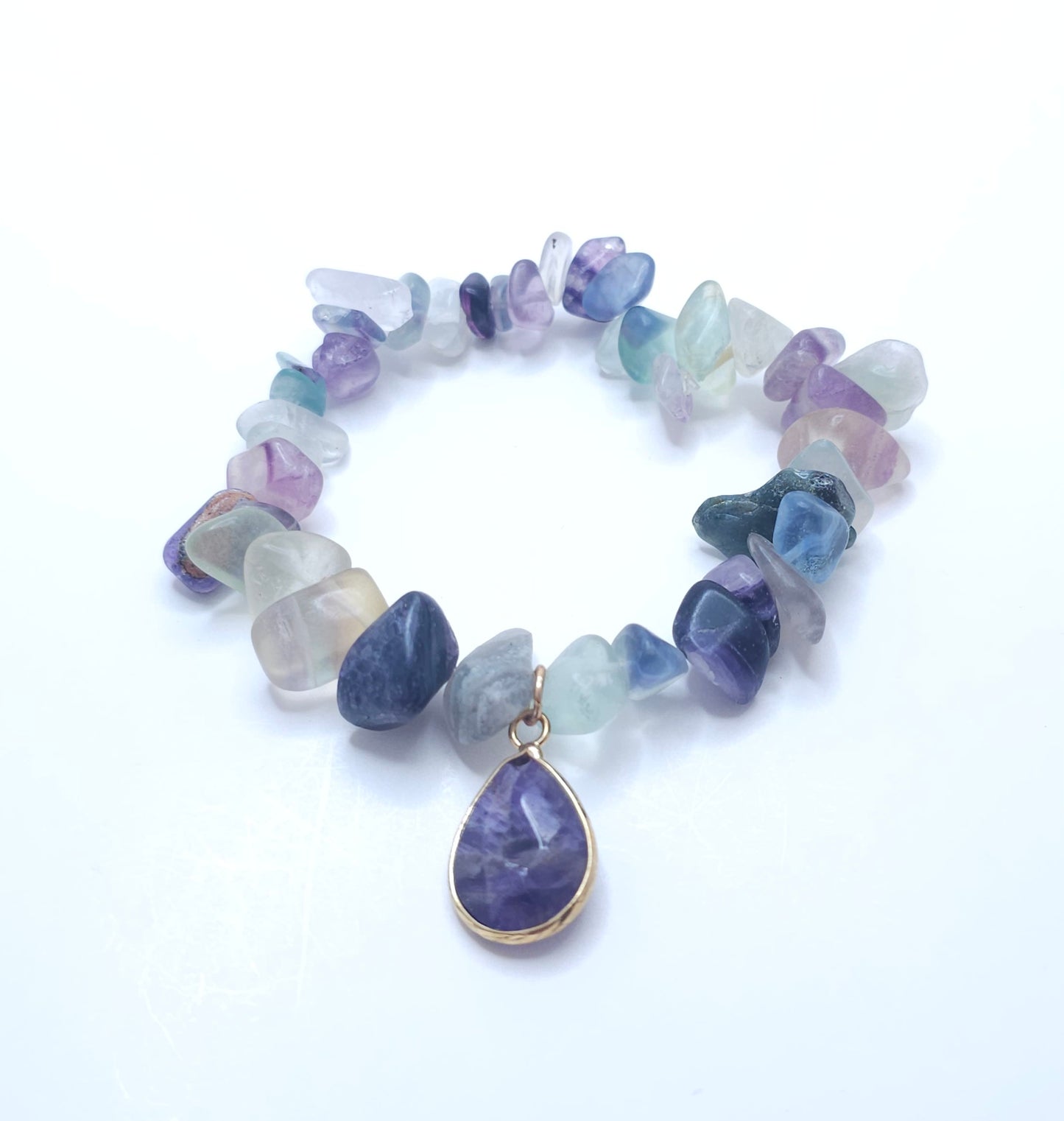 Amethyst Serenity Chip Bracelet with Drop Pendant