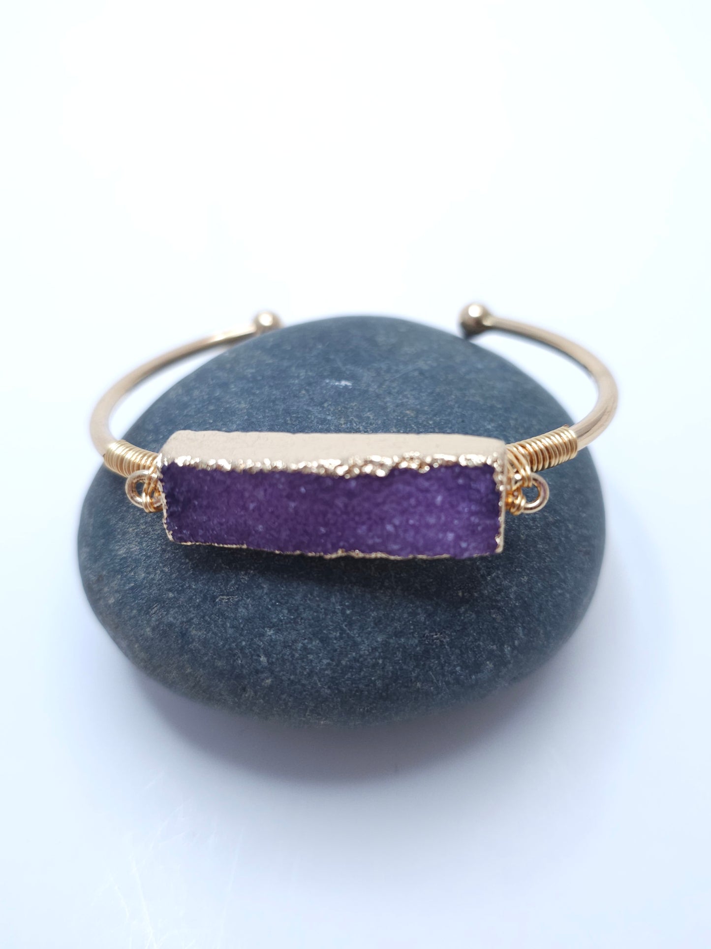 Light Purple Gold-Plated Druzy Bracelet