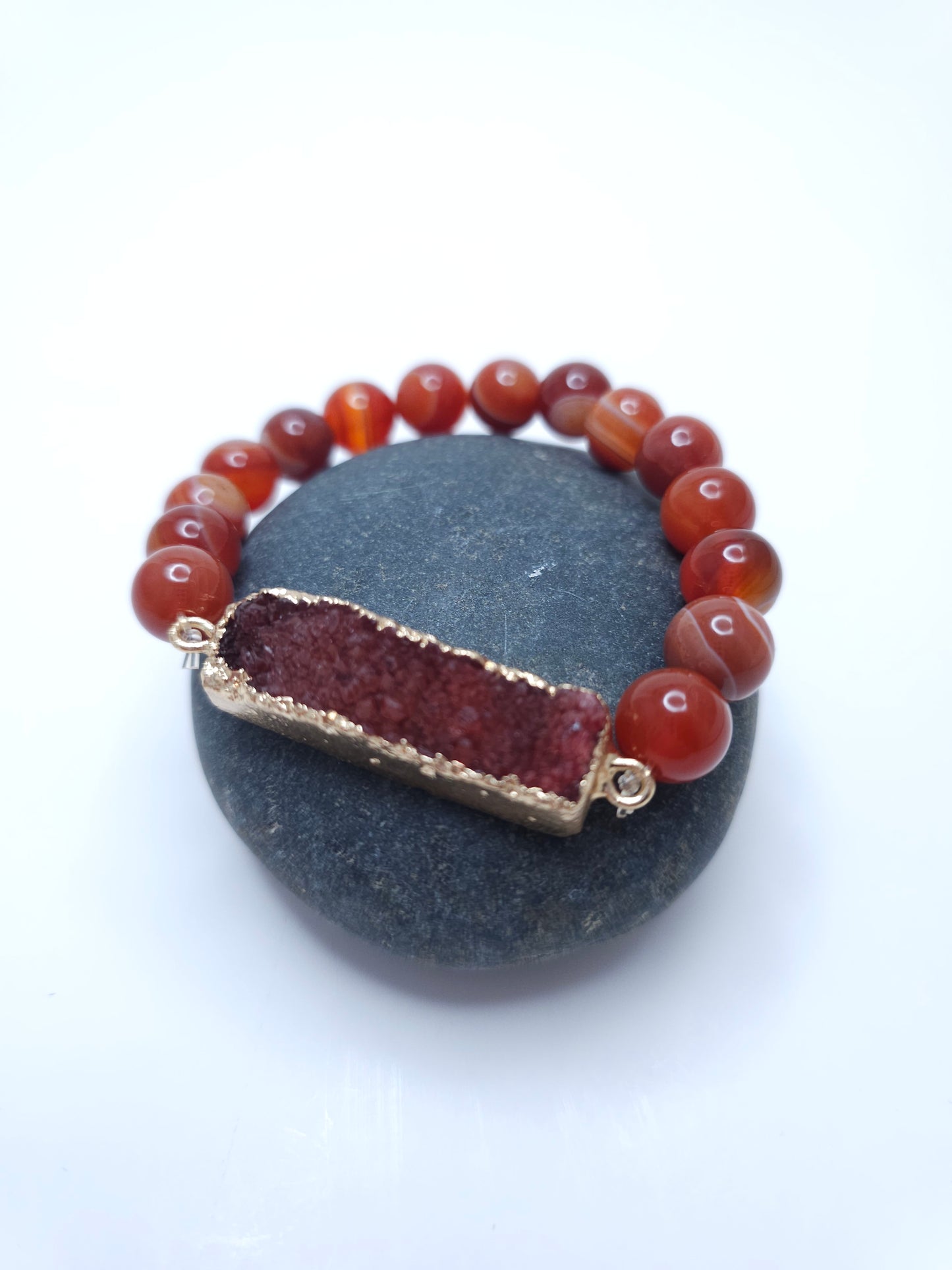 Red Root Agate Grounding Bracelet with Red Druzy