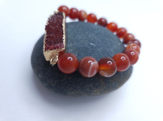 Red Root Agate Grounding Bracelet with Red Druzy